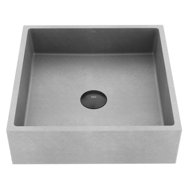 VIGO Alhambra Grey Concrete Square Vessel 15-in W Bathroom Sink