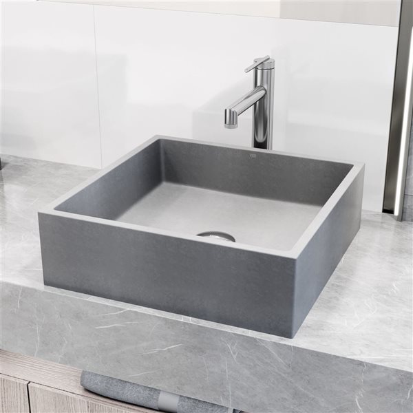 Lavabo vasque carré Alhambra VIGO 15 po l. en béton gris