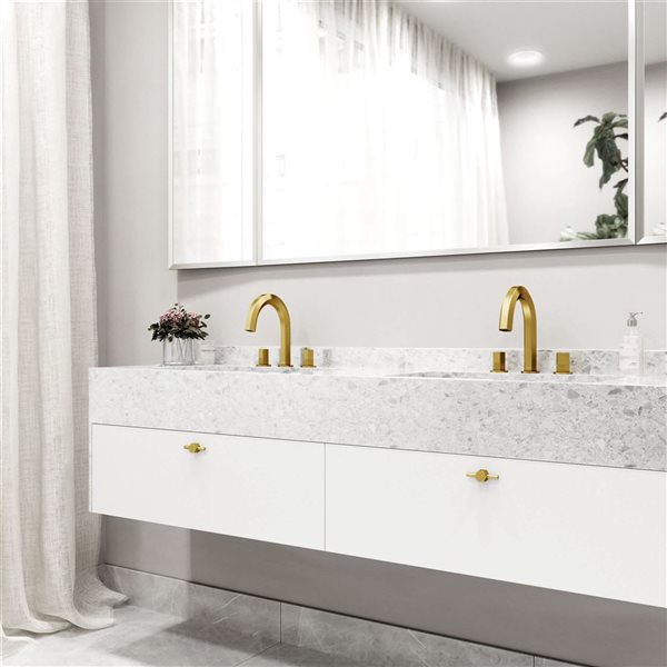 VIGO Hart 9-in Matte Brushed Gold 2-Handle Bathroom Widespread Faucet