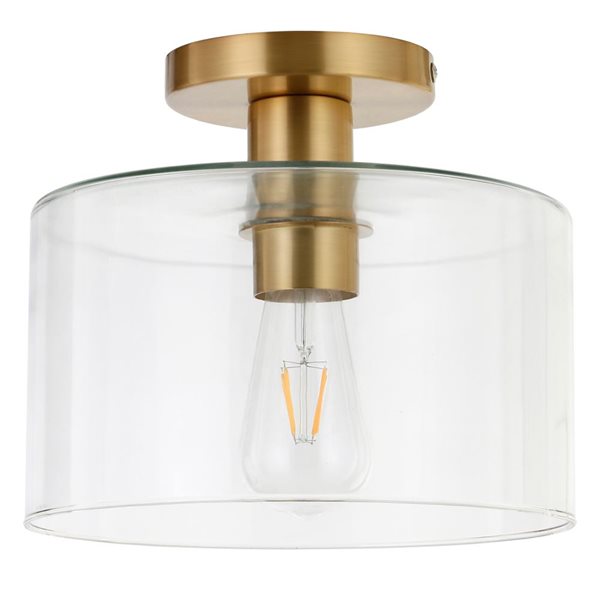 Hailey Home Henri 10-in W Brass Semi Flush Mount Light w/ Clear Glass Shade