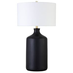 Lampe de table en céramique Sloane de Hailey Home 29 po h. noir mat avec abat-jour en tissu