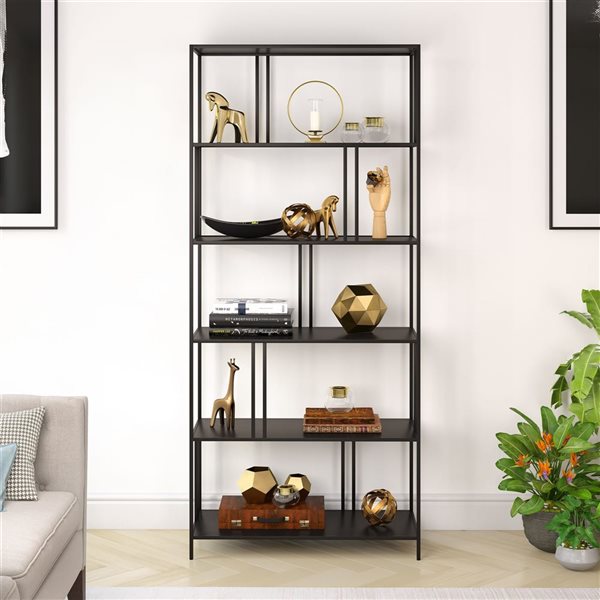 Hailey Home Cortland 34 W x 86-in H Blackened Bronze Metal 5-Shelf Bookcase