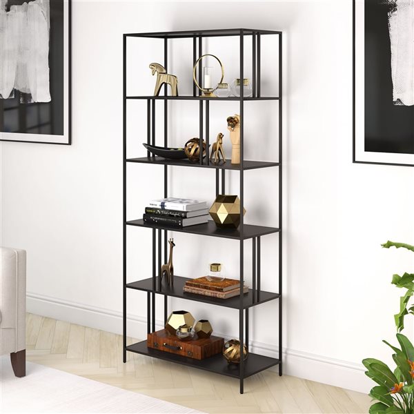 Hailey Home Cortland 34 W x 86-in H Blackened Bronze Metal 5-Shelf Bookcase