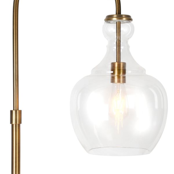 Hailey Home Verona 70-in H Brass Arc Floor Lamp w/ Clear Glass Shade