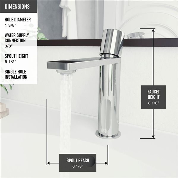 VIGO Halsey&nbsp;8-in H Single Handle One-Hole Bathroom Faucet - Chrome