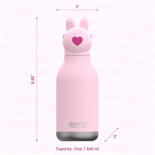 Asobu Bestie 28-fl oz Insulated Stainless Steel Bunny Water Bottle