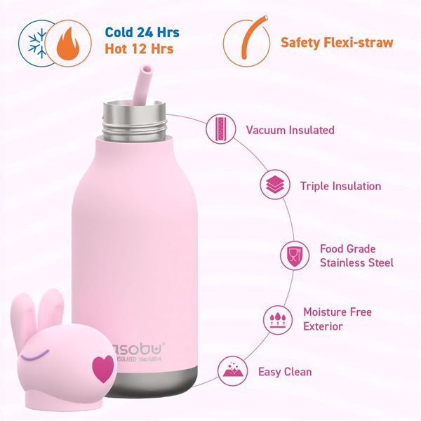 Asobu Bestie 28-fl oz Insulated Stainless Steel Bunny Water Bottle