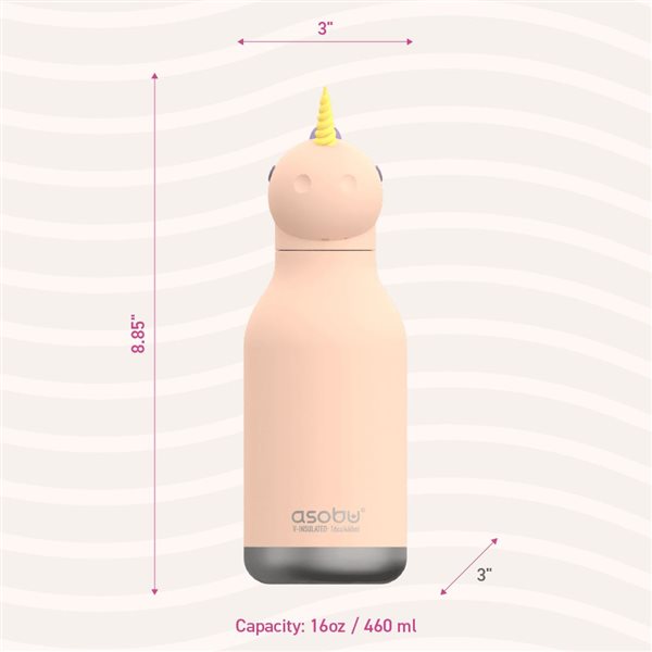 Asobu Bestie 28-fl oz Insulated Stainless Steel Unicorn Water Bottle