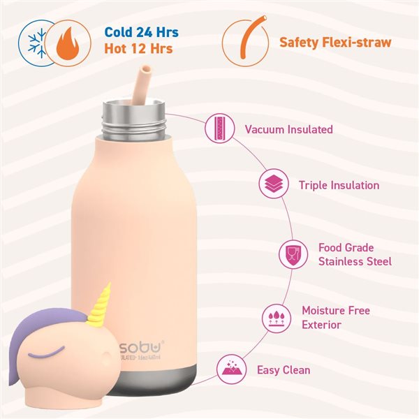 Asobu Bestie 28-fl oz Insulated Stainless Steel Unicorn Water Bottle