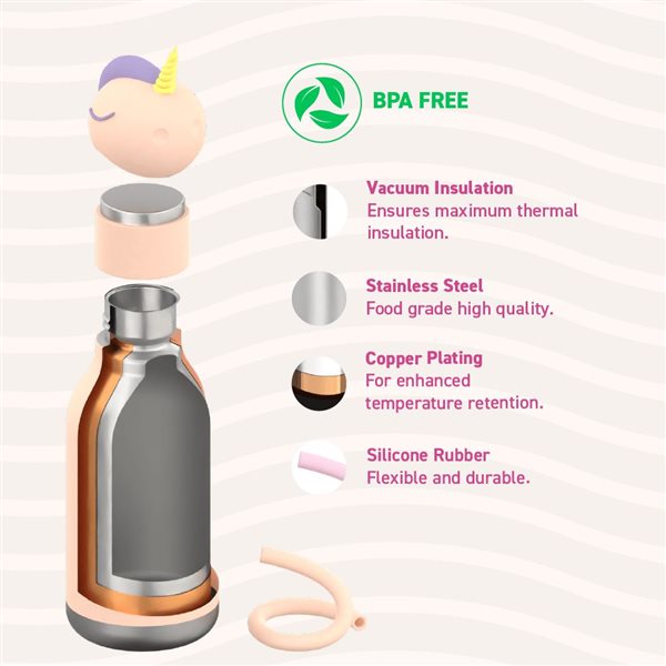 Asobu Bestie 28-fl oz Insulated Stainless Steel Unicorn Water Bottle