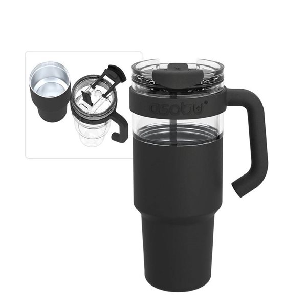 Asobu Explorer 34-fl oz Black Stainless Steel Travel Mug w/ Detachable Insulated Tumbler