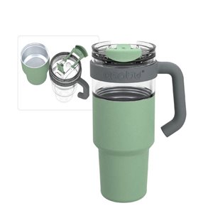 Tasse de voyage en acier inoxydable Asobu Explorer verte de 34 onces avec gobelet isotherme détachable