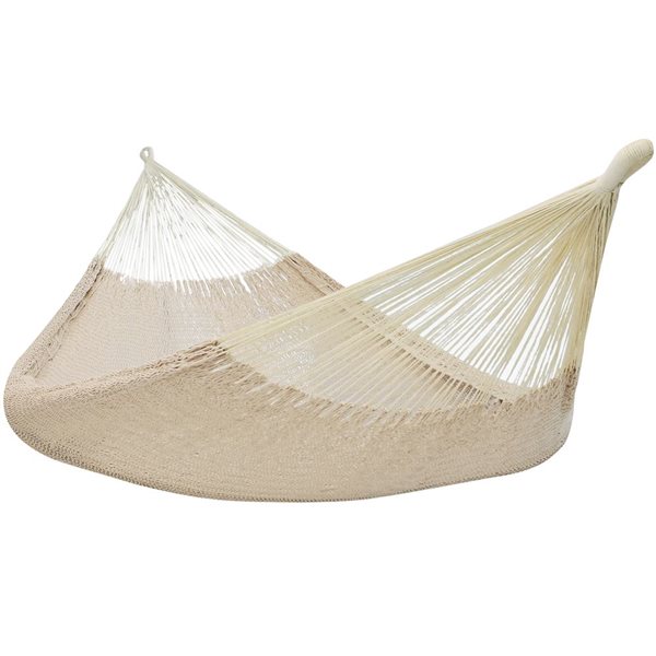 Sunnydaze Decor Cream Woven 2-Person Fabric Hammock