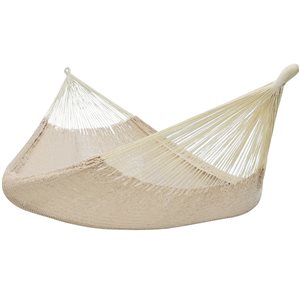 Sunnydaze Decor Cream Woven 2-Person Fabric Hammock