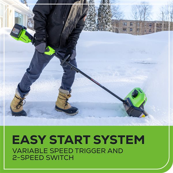 Greenworks 2X24 V (48 V) 12-in Aluminum Handle Brushless Snow Shovel with LED Light, Tool Only