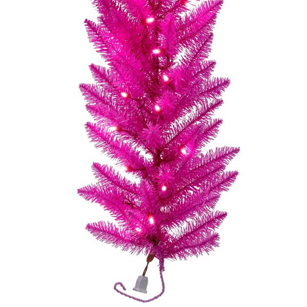 Vickerman 9-ft x 14-in Hot Pink Artificial Pre-Lit Garland w/ 100 Pink LED Mini Lights and 270 PVC Tips