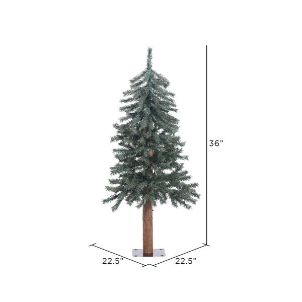 Vickerman 3-ft x 22.5-in Natural Bark Alpine Full Artificial Christmas Tree with 191 PVC Tips - Unlit