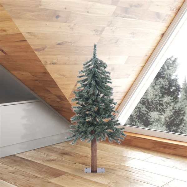 Vickerman 3-ft x 22.5-in Natural Bark Alpine Full Artificial Christmas Tree with 191 PVC Tips - Unlit