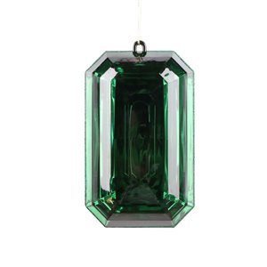 Vickerman 8-in Dark Green Rectangle Jewel Glitter Ornament - 2/Pk