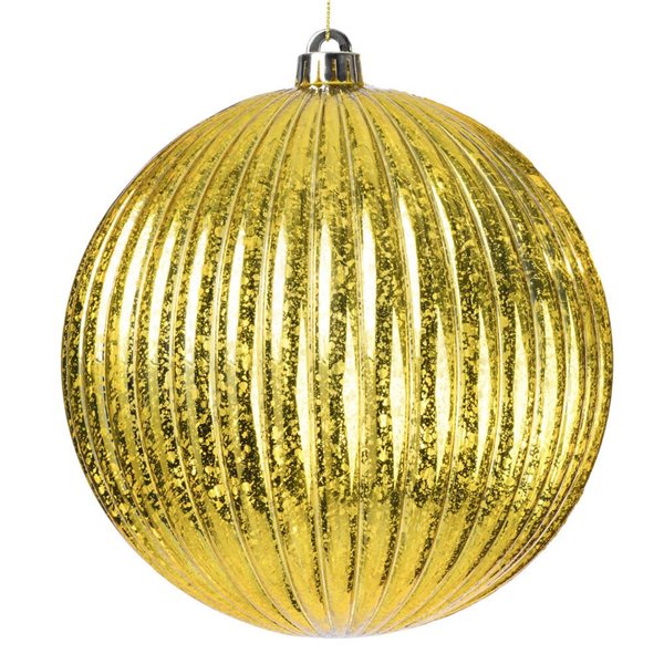 Vickerman 6-in Gold Shiny Lined Mercury Ball Ornament - 4/Pk