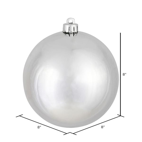 Vickerman 8-in Silver Shiny Ball Ornament