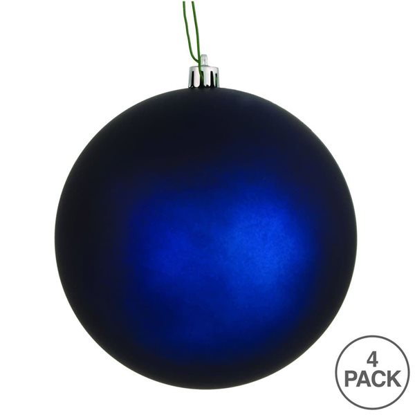 Vickerman 6-in Midnight Blue Matte Ball Ornament - 4/Pk