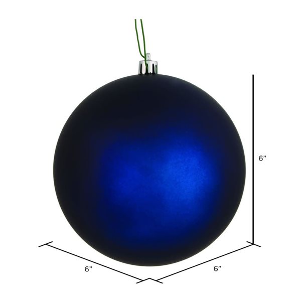 Vickerman 6-in Midnight Blue Matte Ball Ornament - 4/Pk
