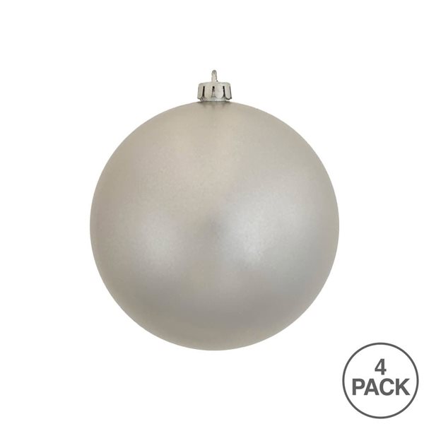 Vickerman 4.75-in Silver Candy Ball Ornament - 4/Pk