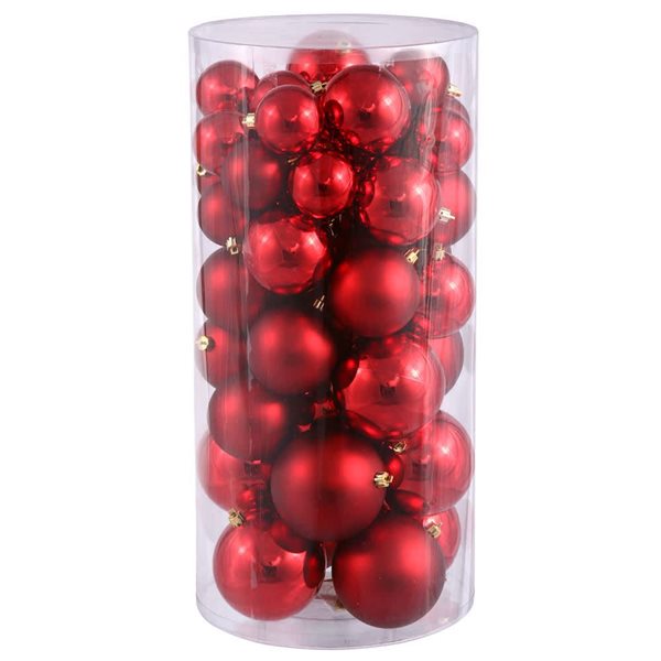 Vickerman 2.4-3-4-in Red Shiny and Matte Ball Ornament - 50/Pk