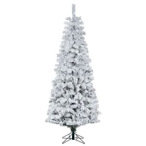 Vickerman 7.5-ft x 36-in Flocked Pacific Pencil Artificial Christmas Tree w/ 400 Warm White LED Lights and 438 PVC Tips