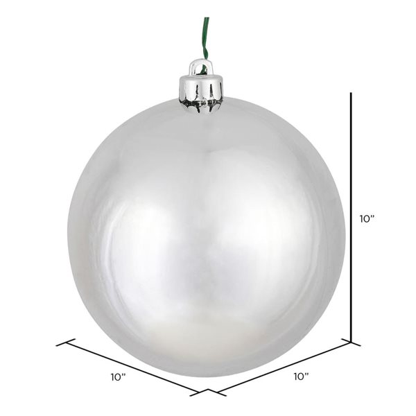 Vickerman 10-in Silver Shiny Ball Ornament