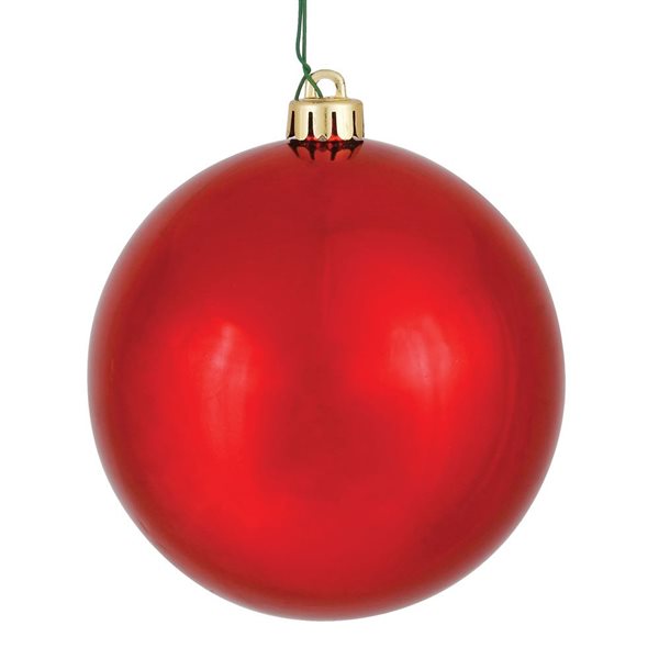 Vickerman 4.75-in Red Shiny Ball Ornament - 4/Pk