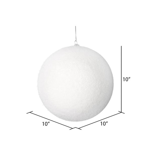 Vickerman 10-in White Flocked Ball Ornament