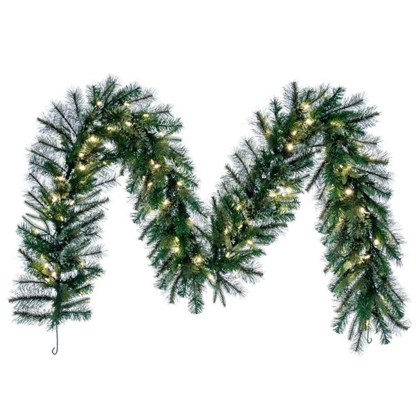 Vickerman 9-ft x 14-in Cashmere Artificial Christmas Garland w/ 100 Warm White LED Lights