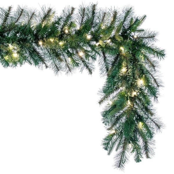 Vickerman 9-ft x 14-in Cashmere Artificial Christmas Garland w/ 100 Warm White LED Lights