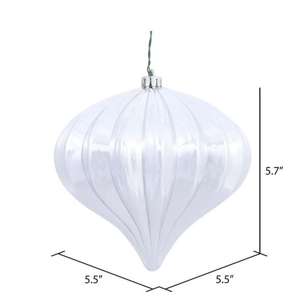 Vickerman 5.7-in Silver Shiny Onion Christmas Ornament - 3/Pk