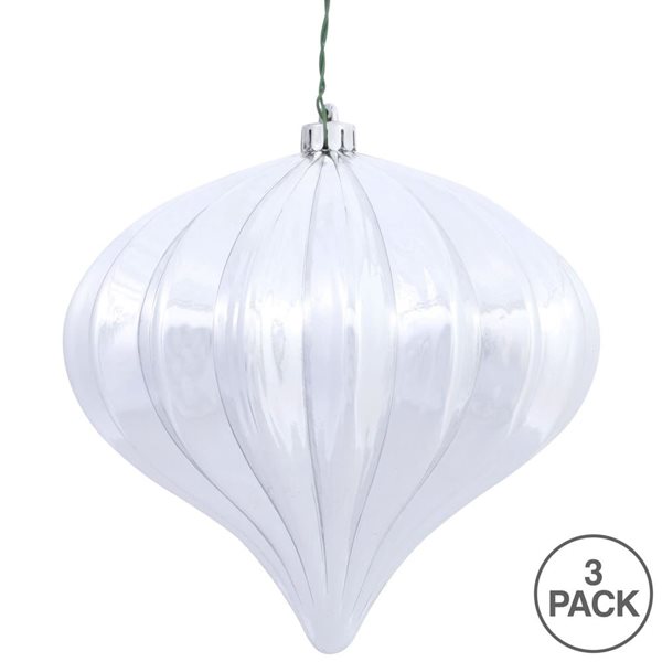 Vickerman 5.7-in Silver Shiny Onion Christmas Ornament - 3/Pk