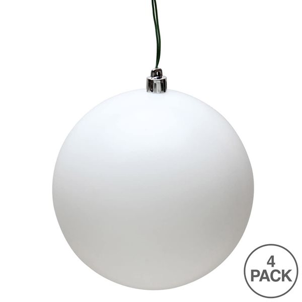 Vickerman 4.75-in White Matte Ball Ornament - 4/Pk