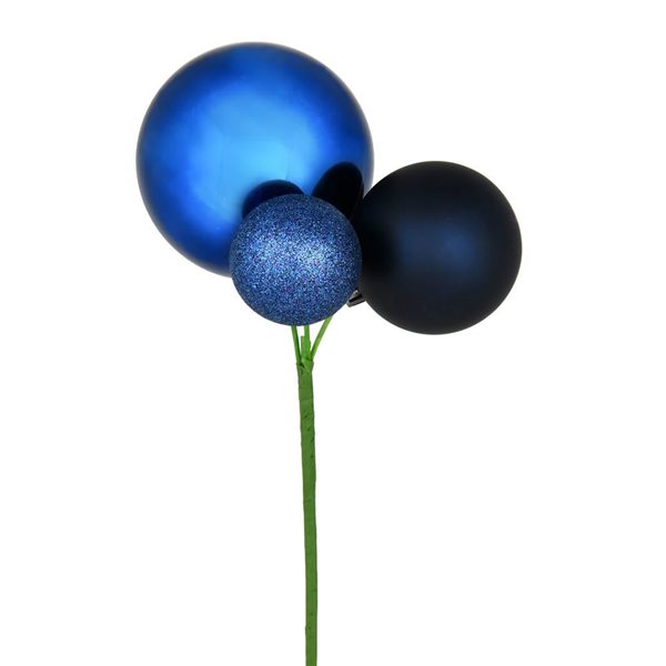 Vickerman 18-in H Midnight Blue Plastic Ball Ornament Christmas Pick - 3/Pk