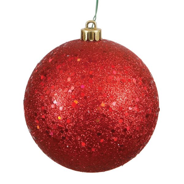 Vickerman 6-in Red Sequin Ball Ornament - 4/Pk