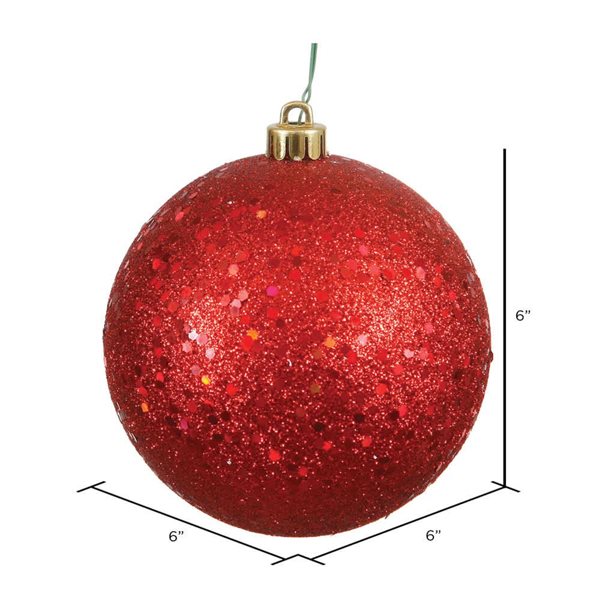 Vickerman 6-in Red Sequin Ball Ornament - 4/Pk