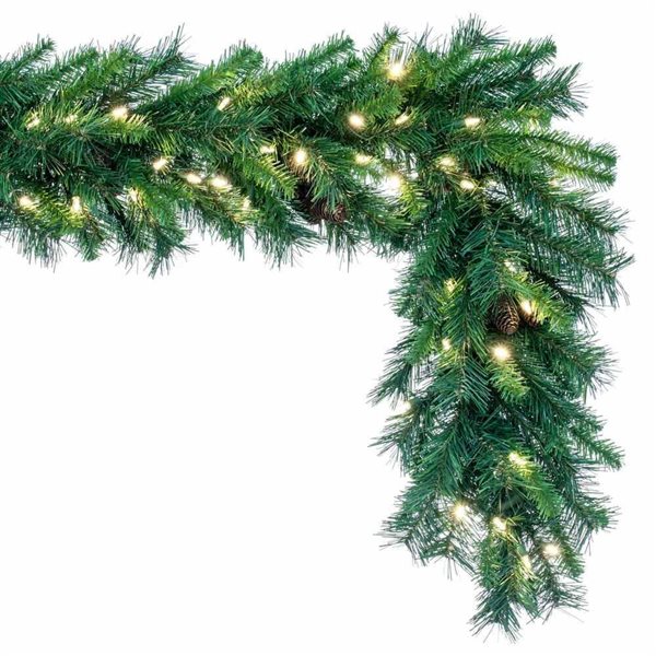 Vickerman 9-ft x 14-in Cheyenne Artificial Christmas Garland w/ 100 Warm White LED Lights