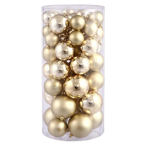 Vickerman 2.4-3-4-in Gold Shiny and Matte Ball Ornament - 50/Pk