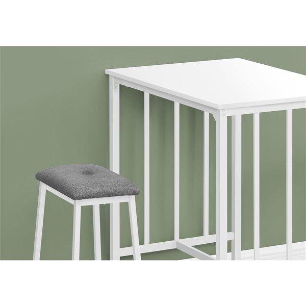 Monarch Specialties 3-Piece 36-in White Laminate and White Metal Counter Height Dining Set