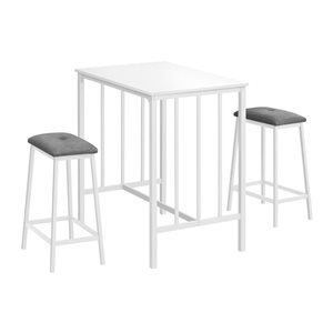Monarch Specialties 3-Piece 36-in White Laminate and White Metal Counter Height Dining Set