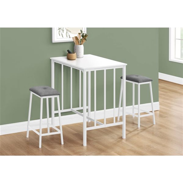Monarch Specialties 3-Piece 36-in White Laminate and White Metal Counter Height Dining Set