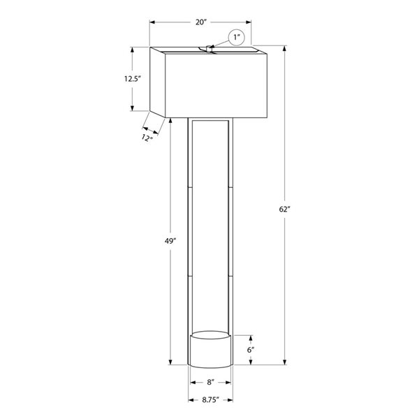 Monarch Specialties 62-in Black Metal, Ivory / Cream Shade Floor Lamp