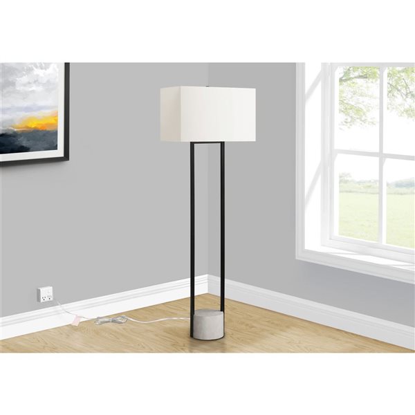 Monarch Specialties 62-in Black Metal, Ivory / Cream Shade Floor Lamp