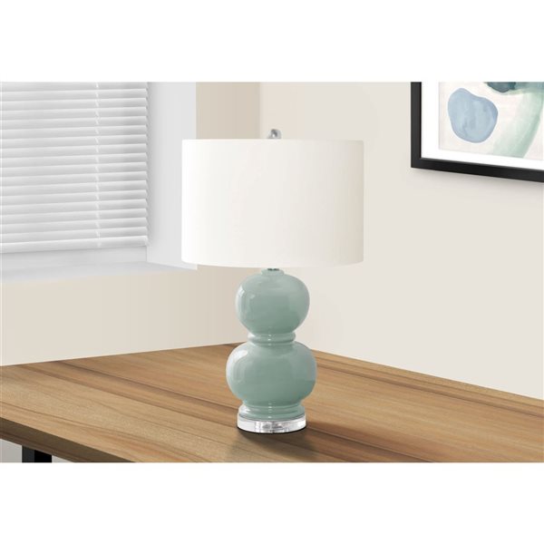 Monarch Specialties 25-in Blue Ceramic, Ivory / Cream Shade Table Lamp