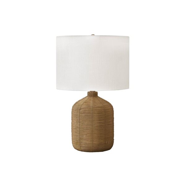 Monarch Specialties 23-in Brown Rattan, Beige Shade Table Lamp